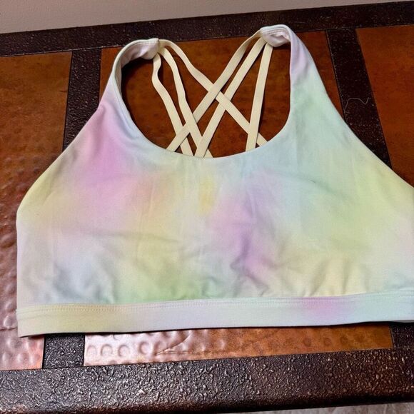 Fabletics multicolor criss-cross strappy back sports bra Medium - Picture 1 of 5